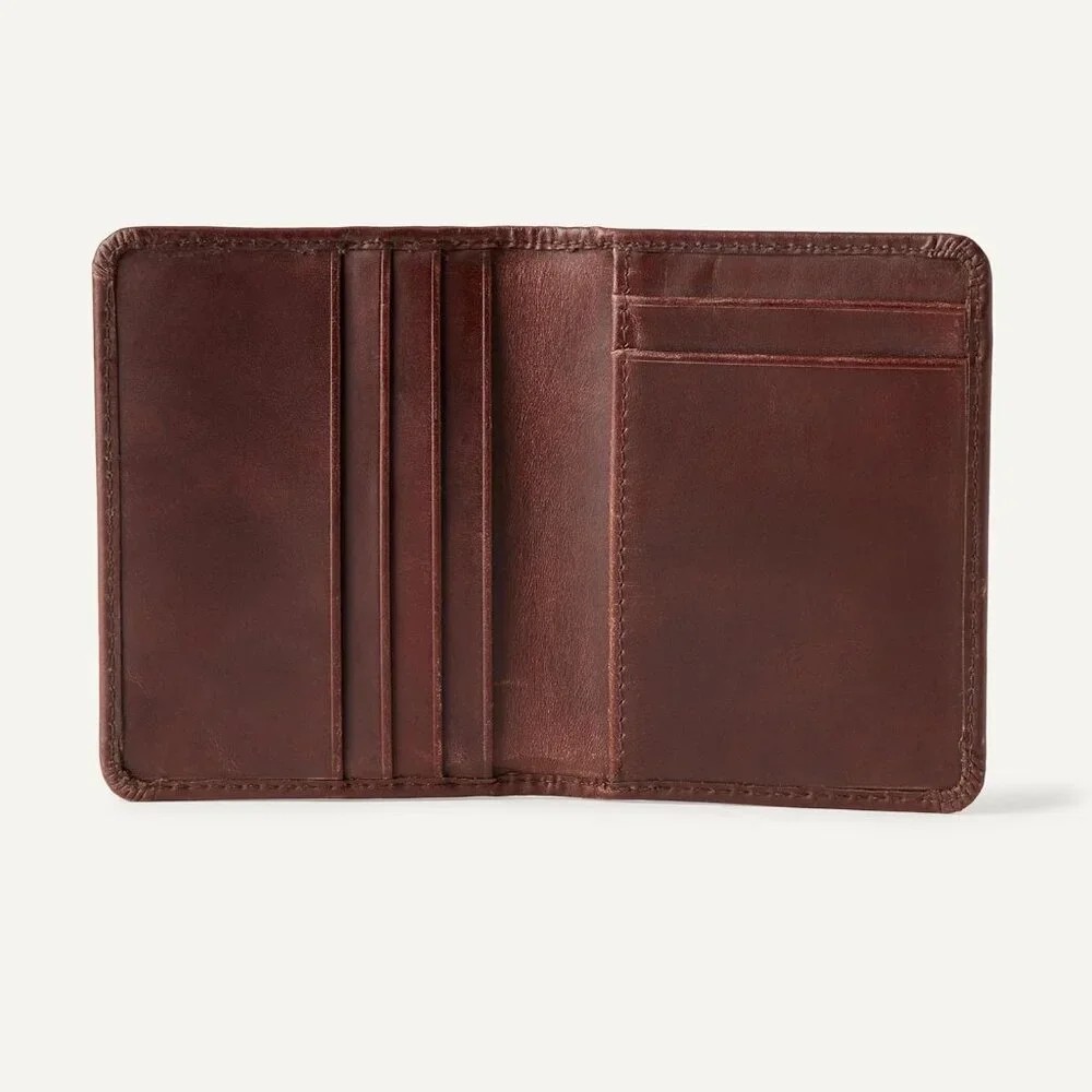 Men's Leather Brown Casual Bifold Wallet Card Style 6 Card Pockets design Design